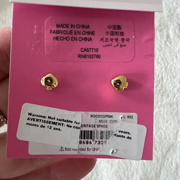 kate spade pink red Heritage Spade Small Heart Studs earrings nwt - Picture 5 of 5